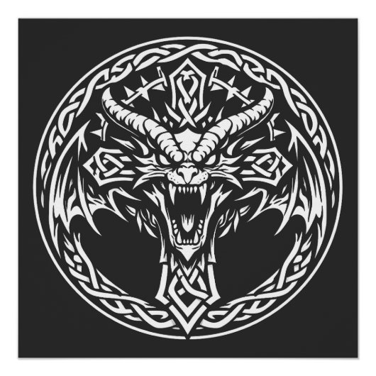 Poster Emblème Dragon Celtique par BurnsInHell (Devant)