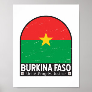 Poster Emblème du drapeau burkinabé Vintage
