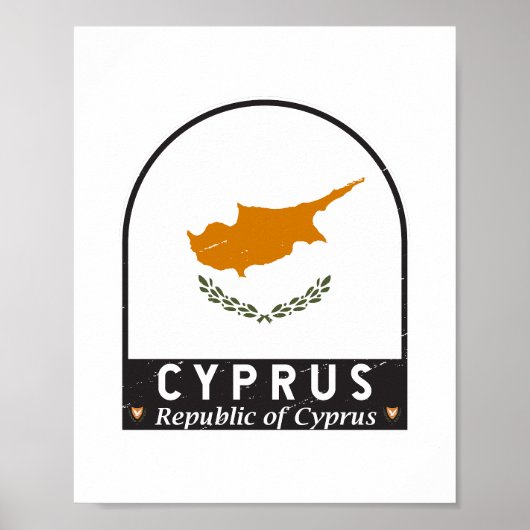 Poster Emblème du drapeau de Chypre Vintage (Devant)
