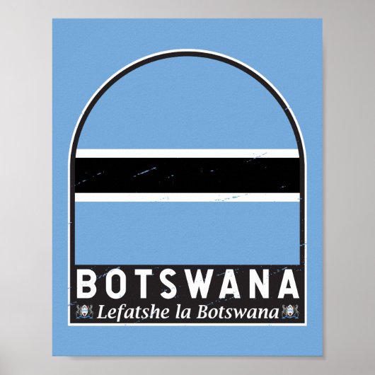 Poster Emblème du drapeau du Botswana Vintage (Devant)