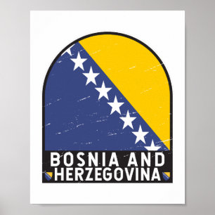 Poster Emblème du pavillon de la Bosnie-Herzégovine en dé