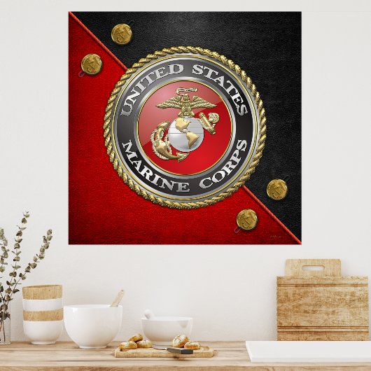 Poster Emblème et uniforme USMC [3D] (Cuisine)