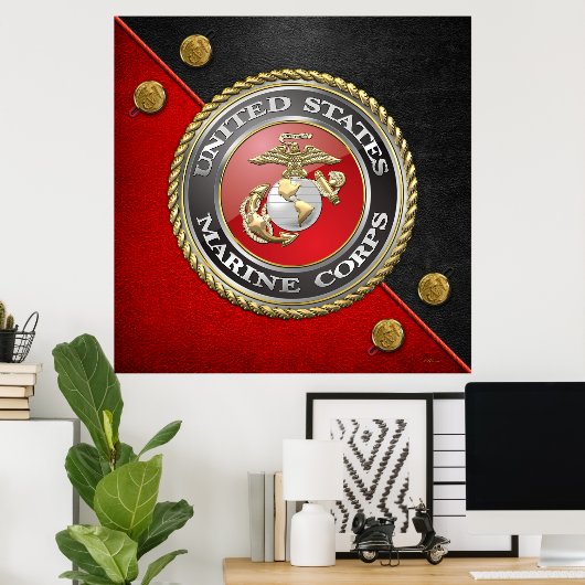 Poster Emblème et uniforme USMC [3D] (Bureau à domicile)