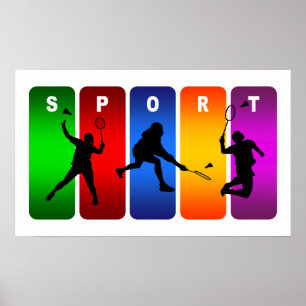 Poster Emblème Multicolor Badminton