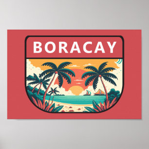 Poster Emblème rétro de Boracay Philippines