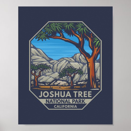 Poster Emblème rétro du parc national de Joshua Tree (Devant)