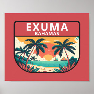 Poster Emblème rétro Exuma Bahamas