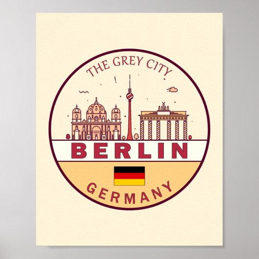 Poster Emblème Skyline de Berlin Allemagne (Devant)