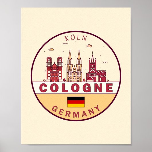 Poster Emblème Skyline de Cologne Allemagne (Devant)