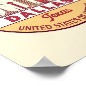 Poster Emblème Skyline de Dallas Texas City (Coin)