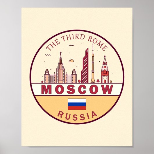 Poster Emblème Skyline de Moscou Russie (Devant)