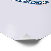 Poster Embossed Indigo Gradient Paw Print Dog Outline (Coin)