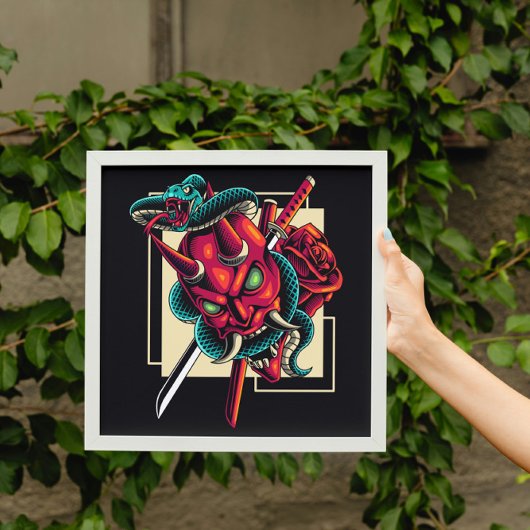 Poster Embrace de Démon ; Masque Oni et Serpent