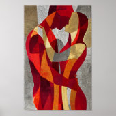 Poster Embrace Me – Abstract Lovers Art in Red & Gold (Devant)