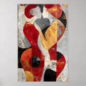 Poster Embrace Them – Modern Silhouette Lovers Art in Red (Devant)