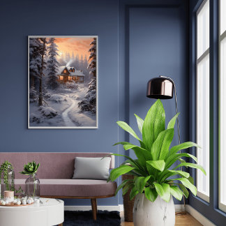 Poster Embrasse hivernale : Maison enveloppée dans la gla