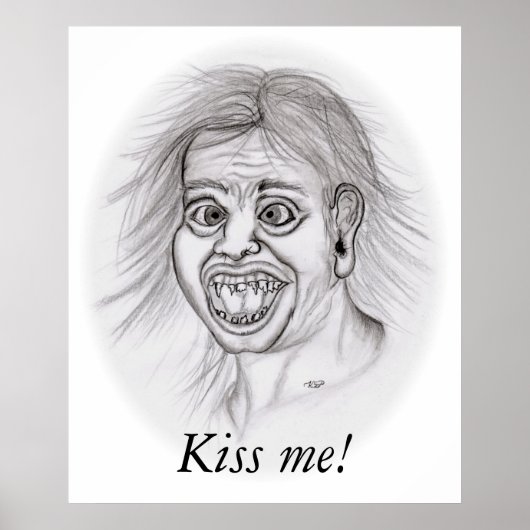 Poster Embrasse-moi ! - Bleistiftzeichnung (Devant)