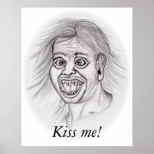 Poster Embrasse-moi! - dessin au crayon (Devant)