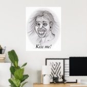 Poster Embrasse-moi! - dessin au crayon (Bureau à domicile)