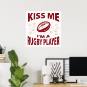 Poster Embrasse-moi Je suis un joueur de rugby (Bureau à domicile)