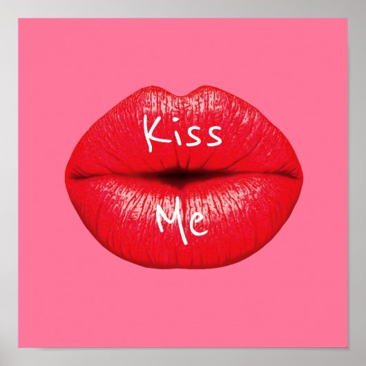 Poster Embrasse-moi Red Lipstick pop art lèvres sur girly (Devant)