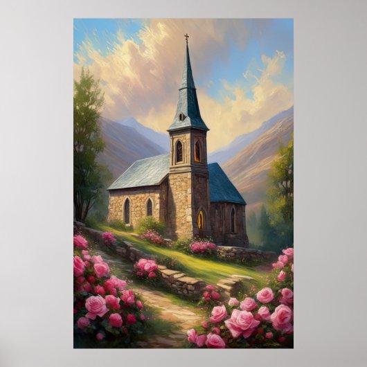 Poster Embrasse rose, Une Église Médiévale (Devant)