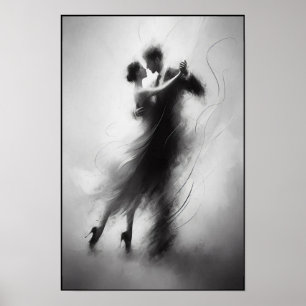 Poster Embrasser le tango monochrome en mouvement
