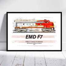 EMD F7 Santa Fe Warbonnet avec drapeau américain.
