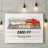 Poster EMD F7 Santa Fe Warbonnet avec drapeau américain.