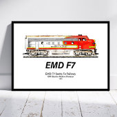 Poster EMD F7 Santa Fe Warbonnet Diesel Locomotive.