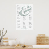 Poster Emerald Ampersand Mariage | Plan de table 10 (Cuisine)