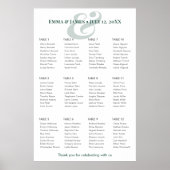 Poster Emerald Ampersand Mariage | Plan de table pour 12 (Devant)