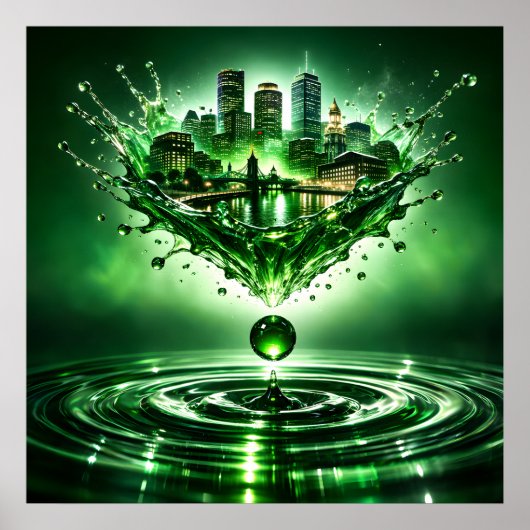 Poster Emerald City Boston Liquide Art (Devant)