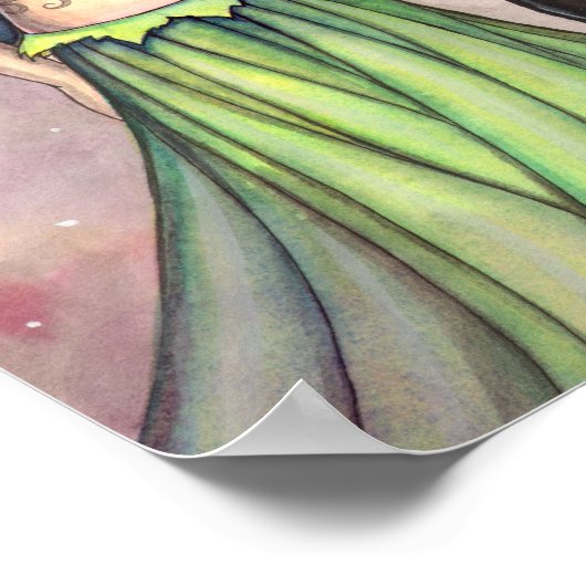 Poster Emerald Dragon Fairy Imaginaire Art par Molly Harr (Coin)