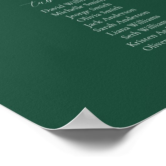 Poster Emerald Elegant Script 9 table Seating Chart (Coin)