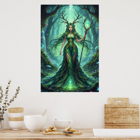 Poster Emerald Forest Goddess – Enchanted Nature Queen (Cuisine)