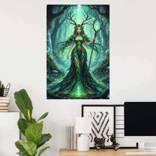 Poster Emerald Forest Goddess – Enchanted Nature Queen (Bureau à domicile)