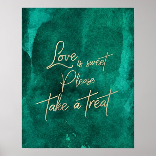 Poster Emerald Green Aquarelle Or l'amour est doux (Devant)