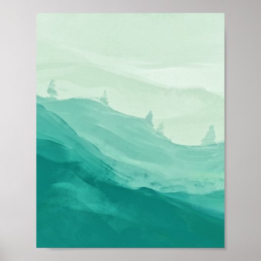 Poster Emerald Green Aquarelle Turquoise Art Abstrait (Devant)