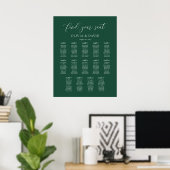 Poster Emerald Green Elegant 14 table Seating Chart (Bureau à domicile)