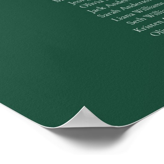 Poster Emerald Green Elegant 14 table Seating Chart (Coin)