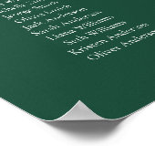 Poster Emerald Green Elegant 20 table Seating Chart (Coin)