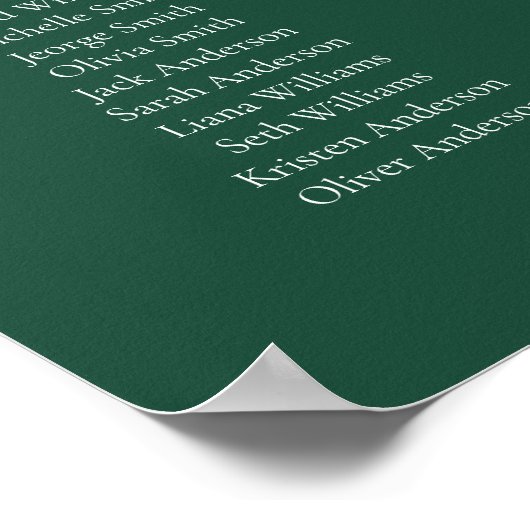 Poster Emerald Green Elegant 20 table Seating Chart (Coin)