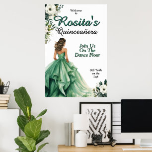 Poster Emerald Green espagnol 15e anniversaire Quinceaner