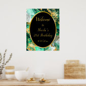Poster Emerald Green et Gold Marble Agate Anniversaire (Cuisine)