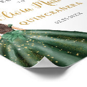 Poster Emerald Green Floral Princess Quinceañera Bienvenu (Coin)