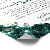 Poster Emerald Green Floral Quinceanera In Loving Memory (Coin)