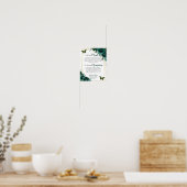 Poster Emerald Green Floral Quinceanera In Loving Memory (Cuisine)