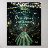 Poster Emerald Green Forêt enchantée Quinceañera Bienvenu (Devant)