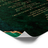 Poster Emerald Green Gold Agate Mariage Menu Table (Coin)